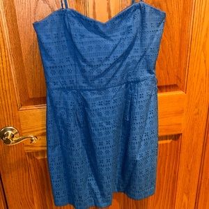 DKNY spaghetti strap blue eyelet dress size 12